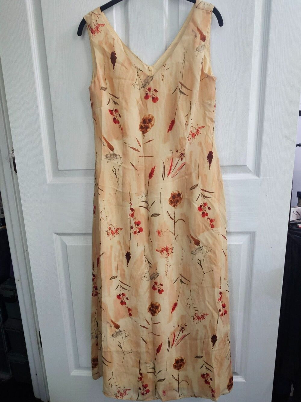 J Stevens Floral Yellow Sleeveless Dress Size 8 Boho Peasant Sundress
